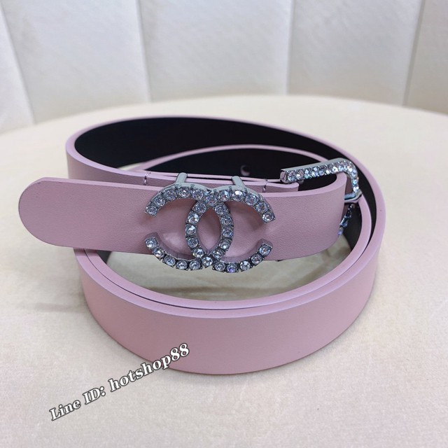 Chanel2020春季新款女士皮帶 香奈兒Pharrell皮衿雙C字母扣腰帶  jjp1892